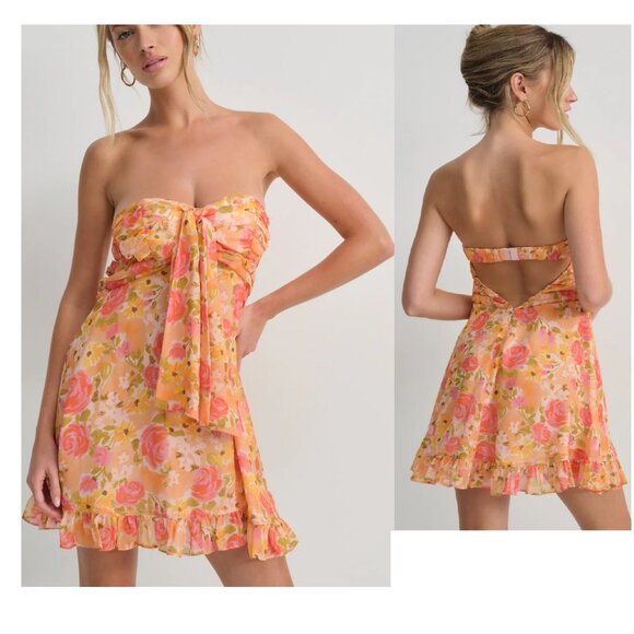 NEW $198 FOR LOVE AND LEMONS TEAGAN SLEEVELESS FLORAL PRINT MINI DRESS SIZE XL - Picture 1 of 6